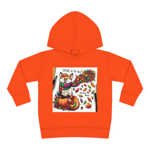 Toddler Fleece Hoodie - Fall Fox Adventure with Colorful Leaves and Acorns